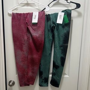 Stylish Kids Patterned Leggings - Pink and Green